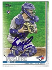 REESE MCGUIRE SIGNED 2019 TOPPS SERIES 2 BASEBALL CARD TORONTO BLUE JAYS #442