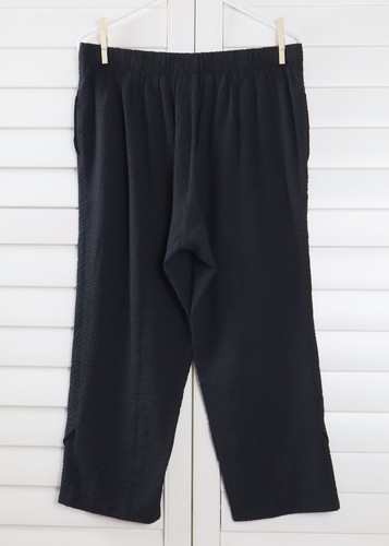 HABITAT $84 Solid Black Seer Sucker Textured Casual Pull On Pants Size Medium - Picture 5 of 5
