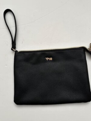 Black Clutch/ Handbag/purse Matthew + Julian Striped Inside Zipper Closure