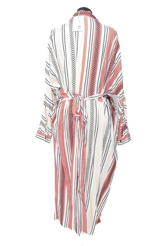 lala Berlin Wickelkleid langes Kleid Dress Dustin Parasol Kufiya M rot beige Neu - Bild 5 von 5