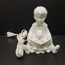 Goebel White Matte Porcelain Reading Boy Teddy Bear Night Light Germany