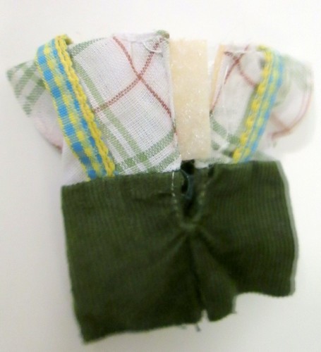 Vtg Maple Town Sylvanian Families Green Corduroy & Plaid Replacement Outfit 80s - Picture 6 of 6