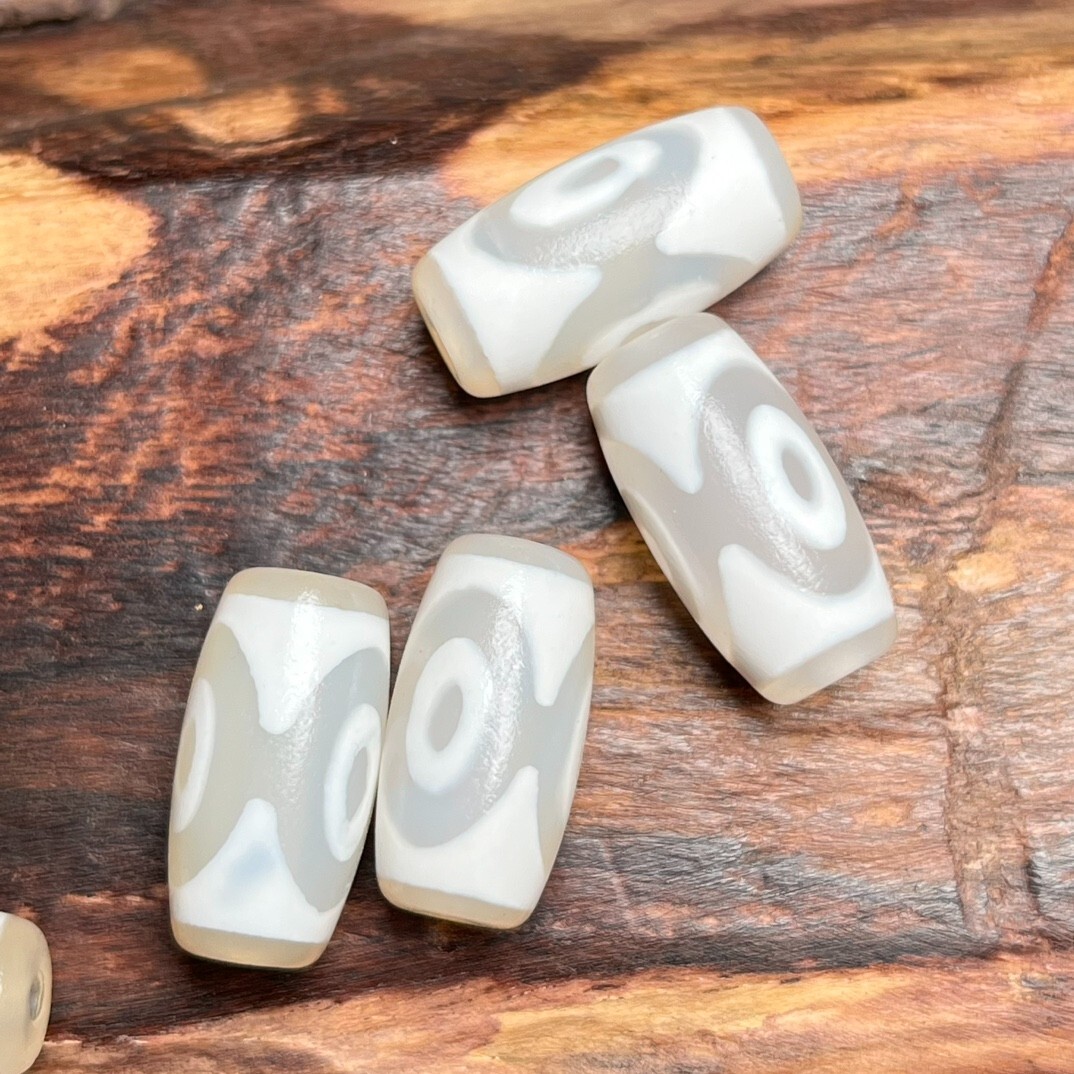 6 Pcs Unique Tibetan Buddhism Agate 3 Eyes Totem Dzi Bead