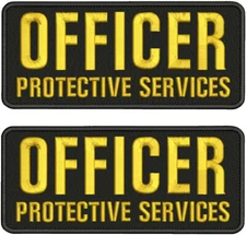 OFFICER P S EMB PATCH 4X10  HOOK ON BACK BLK/GOLD