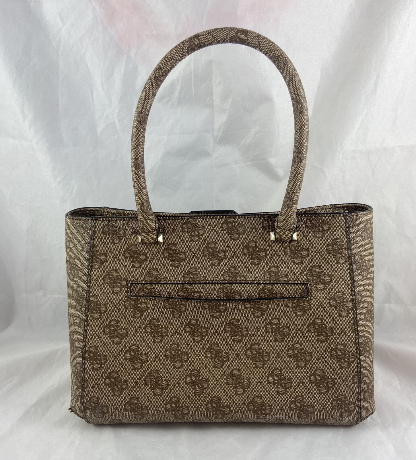 GUESS Women's Martine Brown Logo Print Handbag Pu… - image 8