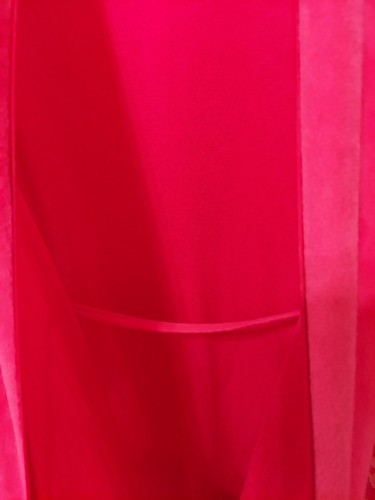 Vintage Serenity Ladies Size Medium Pink Long Lace Trimmed Belted Fleece Robe - Picture 10 of 12