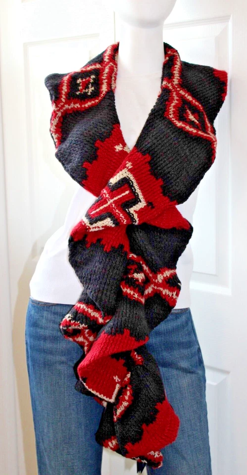 De colección Nuevo con Etiquetas Ralph Lauren Colección Etiqueta Azul Bufanda Roja Negra 60"x 6" Suroeste Foto 4 de 4