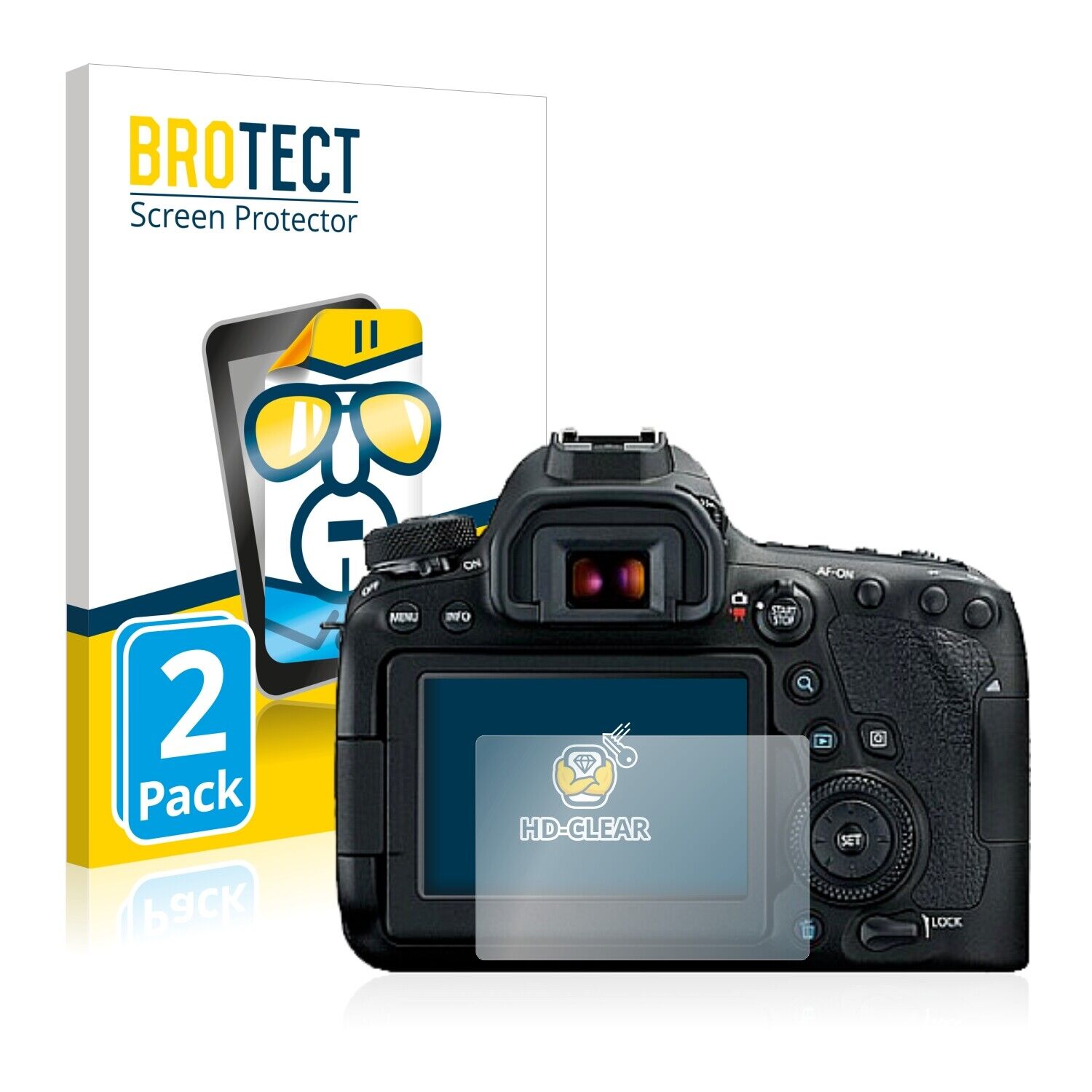 2x Display Schutz Folie für Canon EOS 6D Mark II Zubehör Transparent
