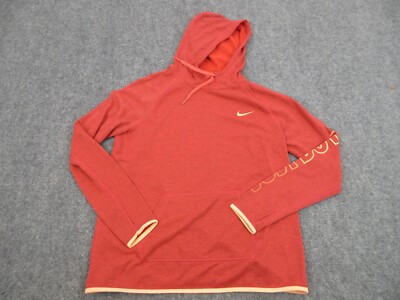 Nike Sweater Womens Large Red Spell Out Swoosh Logo Hoodie Sweatshirt  Ladies