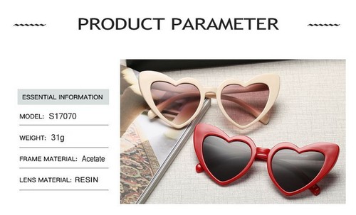Heart Shaped Love Sunglasses – Retro Cat Eye Women’s Fashion Brand Eyewear - Picture 7 of 15