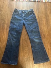 Vintage Sears Jeans Joint Pants Mens 32 Short Blue Flare Bottom Wide USA