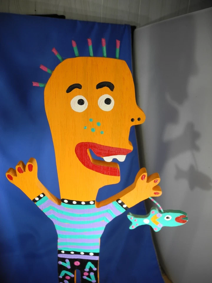 Folk Art Jane & John Doe Wood 17"Handmade Hand Painted Wooden Signed : Phillips - Image 3 of 4