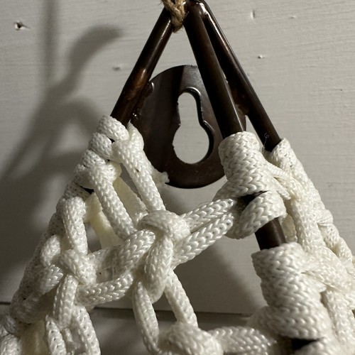 Macrame Metal Bird Wall Hanging White Triangular Natural Home Decor - Picture 6 of 9