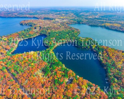Placid Twin, Lac du Flambeau, Wisc. Vilas County Overhead Photo. Frame Optional.