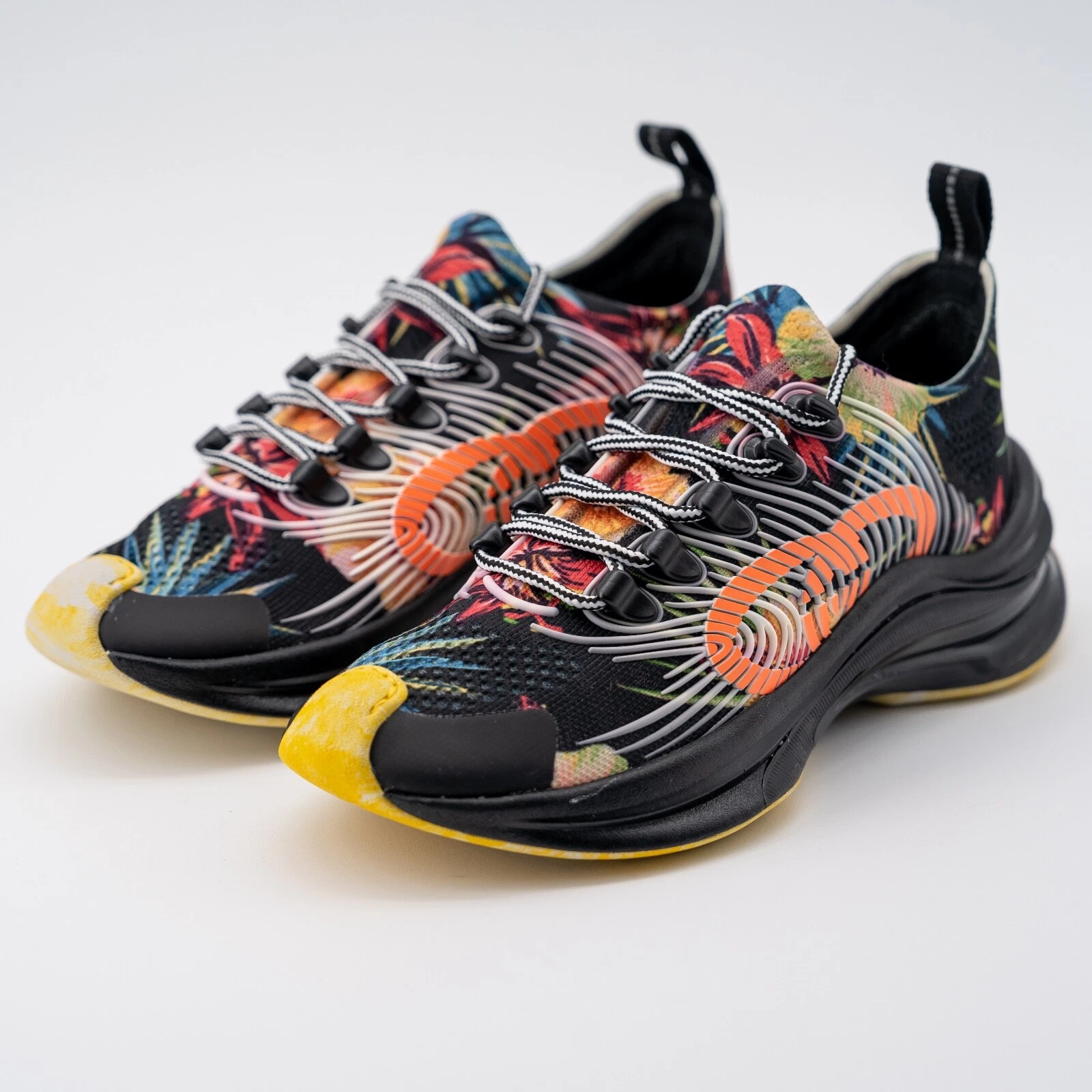 taille 35G   Baskets Gucci Run Floral GG noir jaune