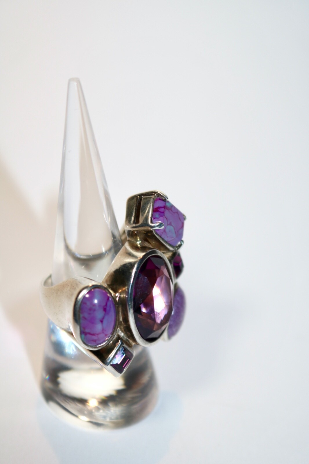 Chunky Statement Sterling Ring Huge Amethyst Purp… - image 2