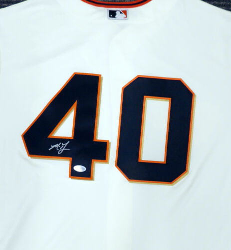 GIANTS MADISON BUMGARNER AUTOGRAPHED CREAM MAJESTIC JERSEY XL BECKETT 185701 - Picture 1 of 7