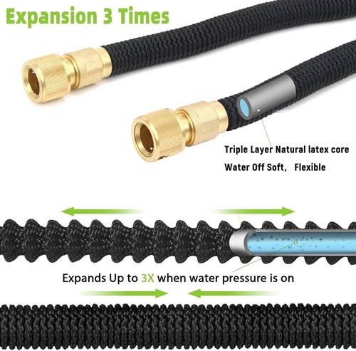 Garden Hose No-Kink Durable Water Hose with Nozzle Spray Gun for Watering & Wash - Picture 5 of 14
