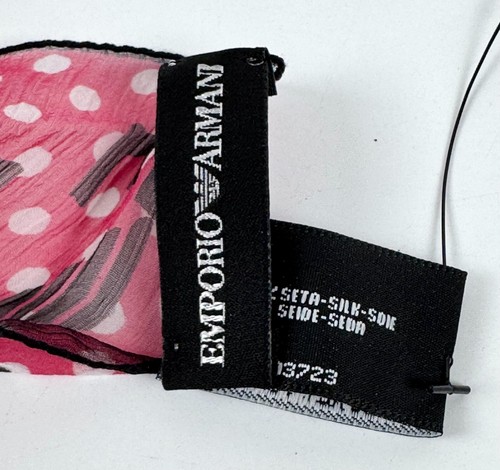 Armani Nuevo Auténtico 100% Seda Rosa Negro Transparente Talla Única Bufanda Cuello Envoltura 25" x 25" - Imagen 12 de 14