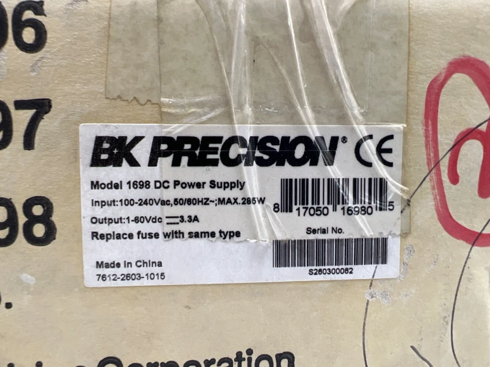 BK Precision 1698 DC Power Supply, 1-60Vdc, 3.3 A - Image 3 of 4
