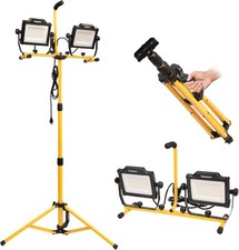 180W 20000 Lumen Dual-Head LED Work Light with Tripod Stand, 4 Brightness