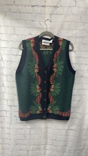 Women's Portraits by Northern Isles Hand Embroidered Vest Holiday Pine LARGE