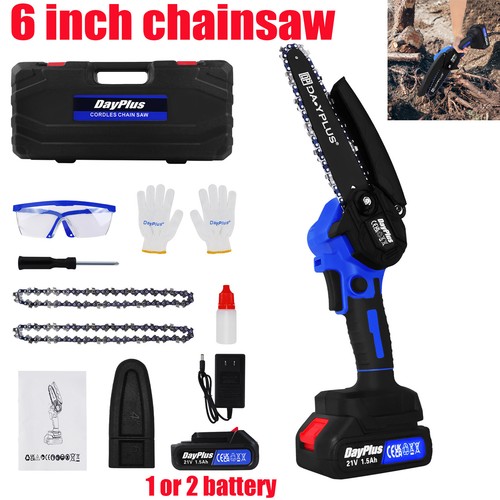 550W 6 inch Chainsaw with Battery and Charger Electric Chainsaw w/ Safety Lock