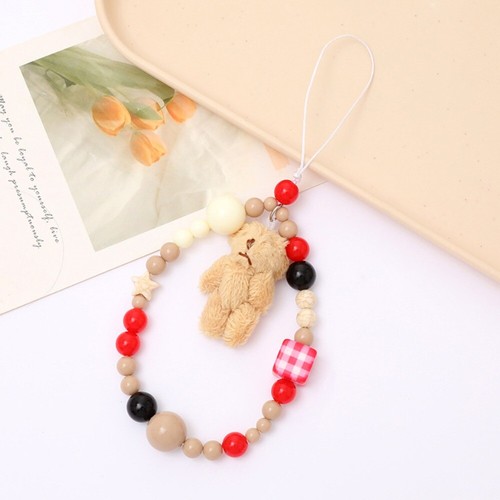 3D Cute Star Brown Beaded Phone Chain Kawaii Phone Strap Bag Accessories - Photo 10 sur 13