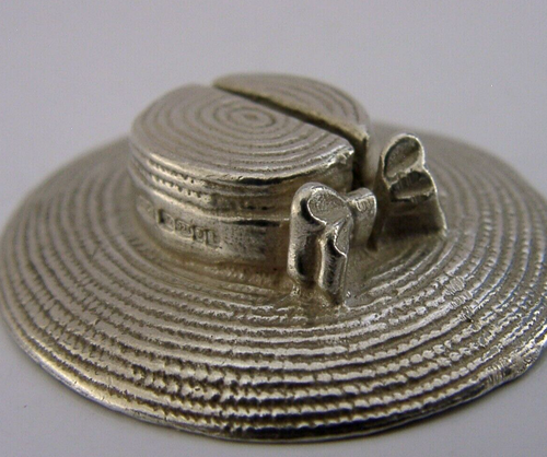 PAIR OF ENGLISH STERLING SILVER STRAW HAT MENU HOLDERS 2018 NOVELTY - Picture 3 of 8