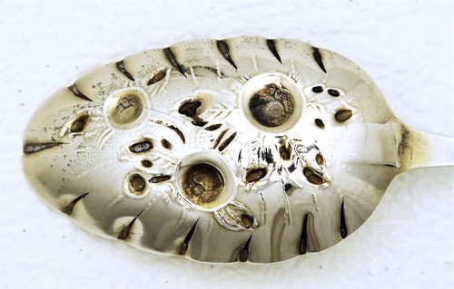 English Sterling Silver Berry Serving Spoon Sheppard Marked J.L - Bild 3 von 10