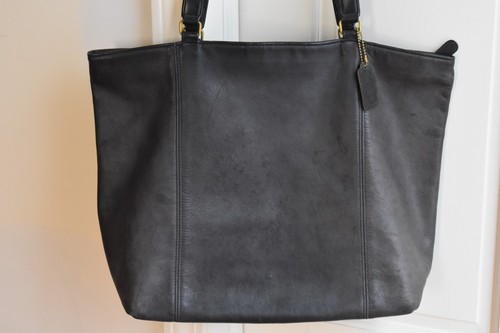 Vintage Coach Black Large Leather Dual Strap Tote Bag 0101-002 made in USA Rare