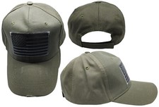 USA American Grey Black Flag Patch Olive Green Distressed Embroidered Cap Hat