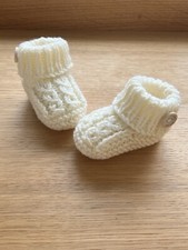 Knitting Pattern Baby Booties Mock Cable Paper Copy Beginner DK 0-3 3-6 Gift