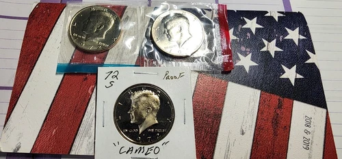 1972 P D S KENNEDY 2 BU halves In Mint Cello + PROOF (3 Coins) "FREE SHIPPING"