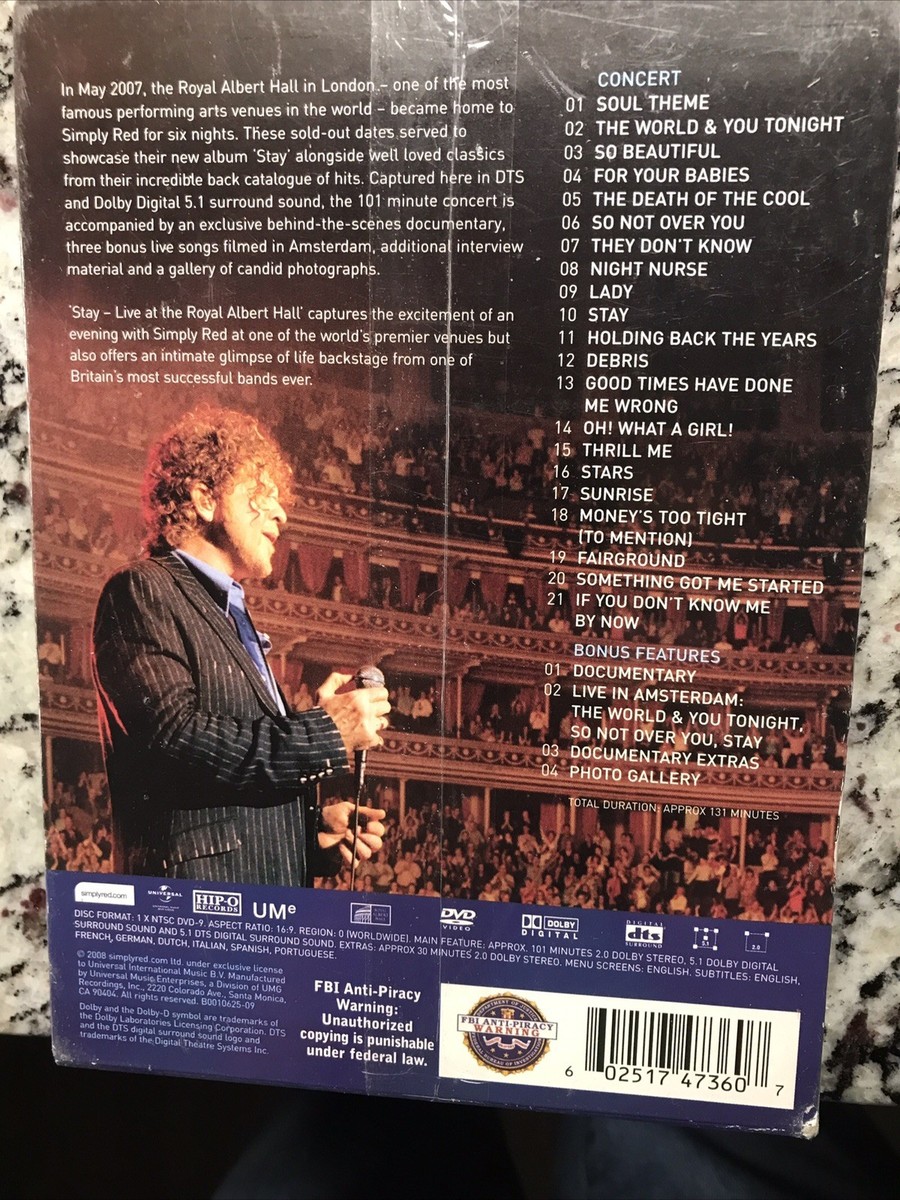 【中古】 Simply Red シンプリーレッド / Stay: Live At The   Hall Simply Red – Stay Live At The Royal Albert Hall | Releases