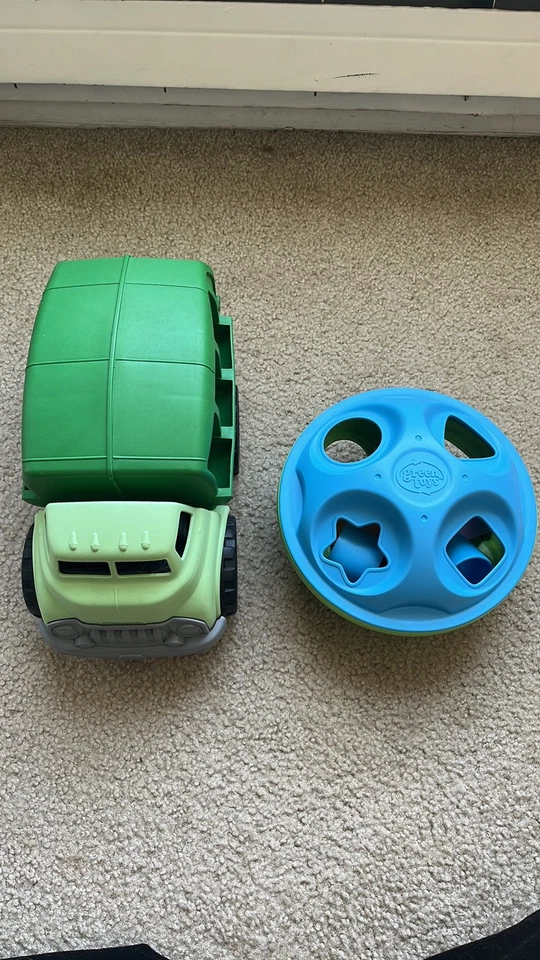 Lot of 2 Green Toys Recycling Truck Shapes Sorting Puzzles Baby Toddler BPA Free - Image 3 of 4