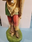 ANTIQUE 11" CHALK CHRISTMAS NATIVITY SHEPHERD PLAYING FLUTE FIGURINE — photo 3