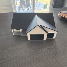 Modern House Model Kit, Pre-built, Removable Roof, White/Black Plastic
