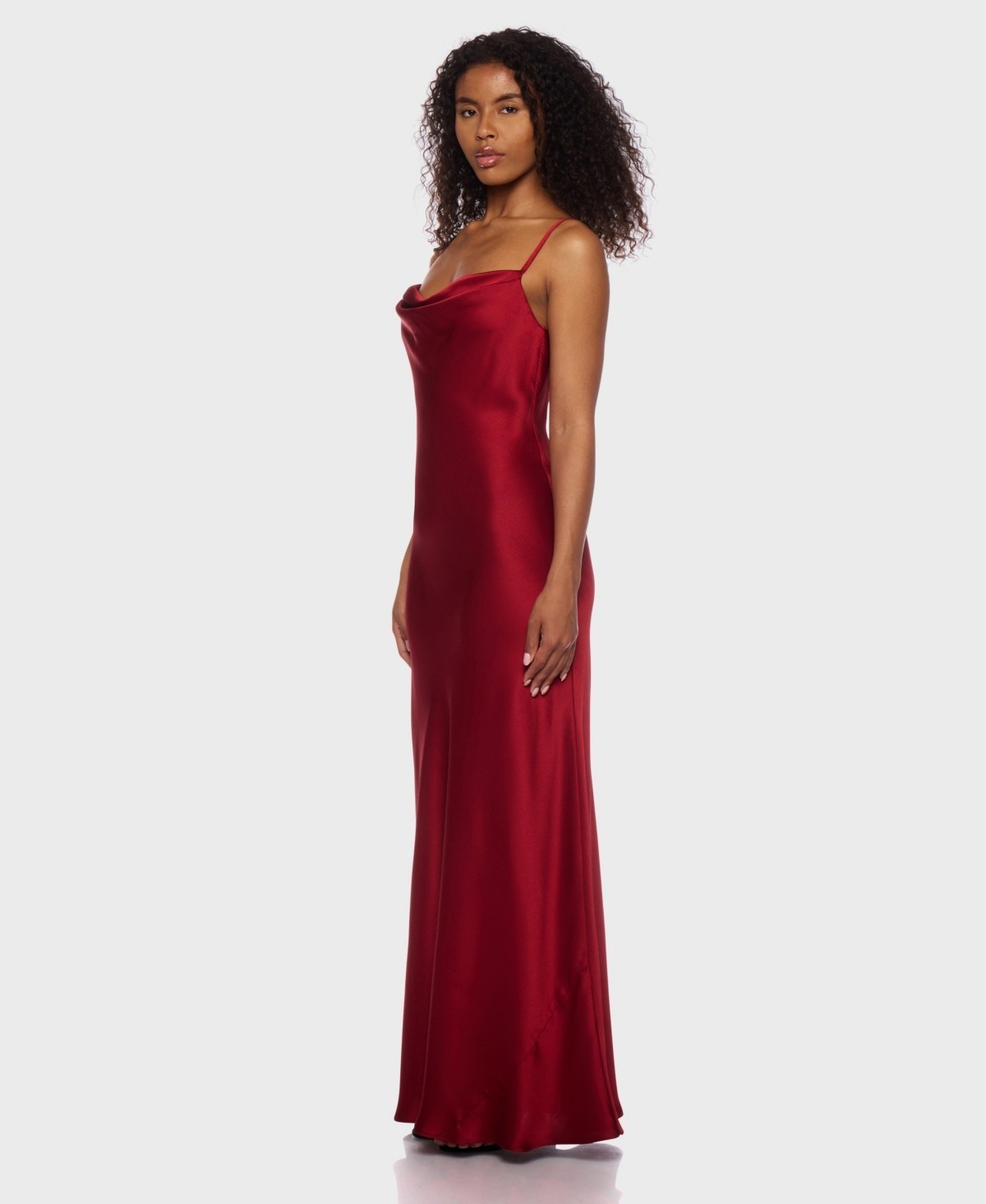 B Darlin Juniors' Sleeveless Satin Maxi Dress - Dark Red-3/4
