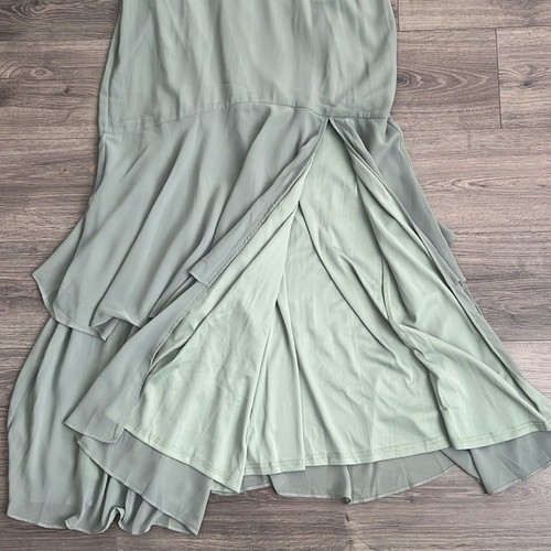 Lulus Tier Elegance Tiered Maxi Dress Large Sage Green Chiffon Long Sleeve *FLAW - Picture 7 of 12