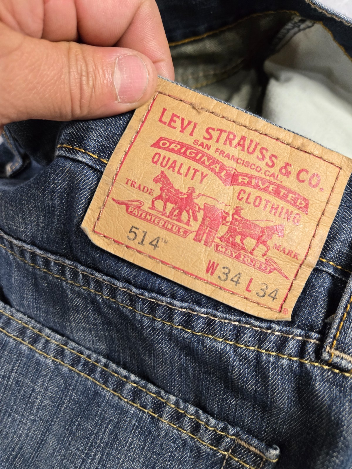 Levis 514 Blue Jeans Mens Size 34 x 34 Slim Straight Levi's Dark Blue Country thumbnail 6