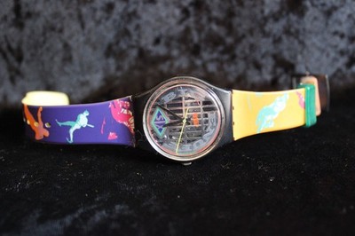 Swiss Swatch BIG ENUFF mit CURLING Armband 90er Jahre für Bastler