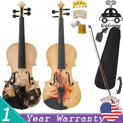 4/4 Full Size Violin Wood Fiddle with Complete Accessories for Musicians Beige
