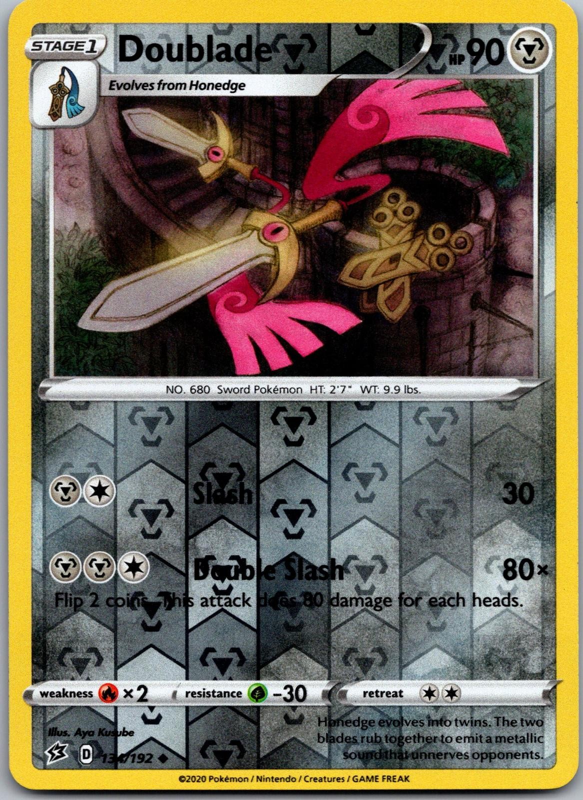 Doublade 134/192 Uncommon Rebel Clash Pokemon Reverse Holo Near Mint