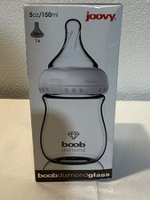 Joovy Boob Diamond Glass Baby Bottle 5oz/150ml 0M Single Hole Nipple White