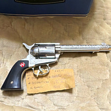 VINTAGE Nichols Stallion .45 Diecast Cap Toy Revolver Black Grip Engraved