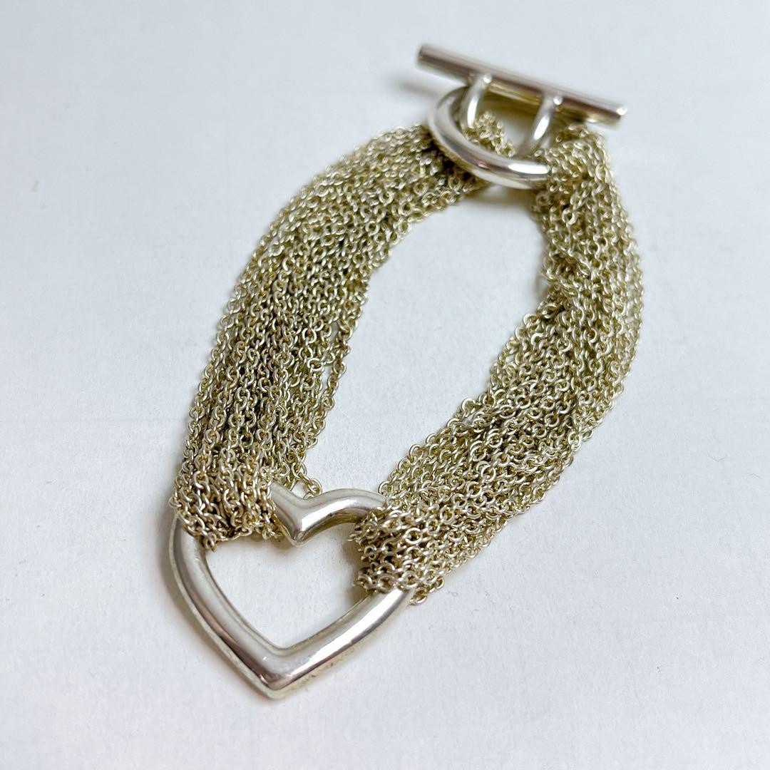 Tiffany 10 Row Heart Toggle Bracelet in 925 Sterling Silver Pre-Owned