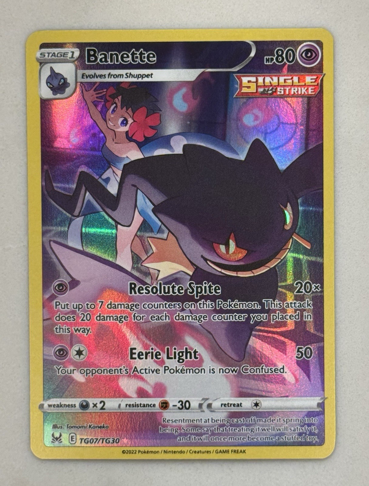 Banette TG07/TG30 Pokemon Lost Origin Full Art Trainer Gallery Holo - NM/Mint