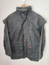 VTG Outback Trading Co Swagman Wax Oilskin Coat Hooded Jacket Size Small Green