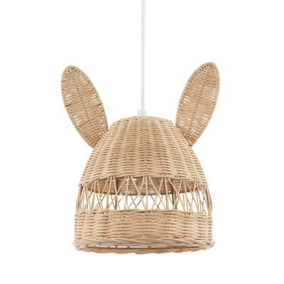 Natürlicher geflochtener Rattan Kinder Pendelleuchtenschirm mit Hasenohren von Happ...